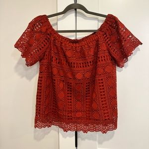 Rusty Red eyelet top